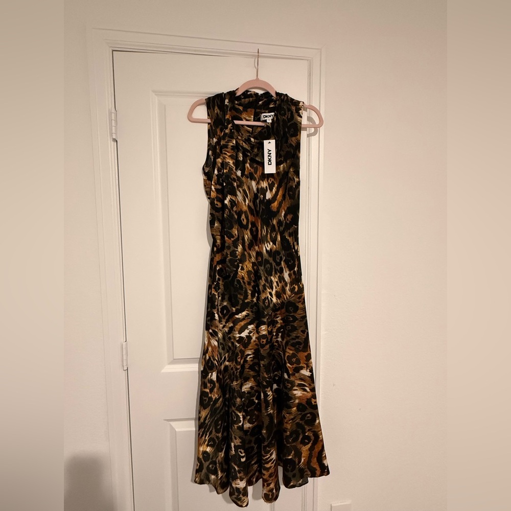 DKNY Women's Animal Print Maxi Dress - Brown and Black